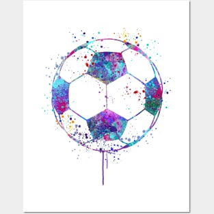 Soccer Ball Watercolor Sport Gift Posters and Art